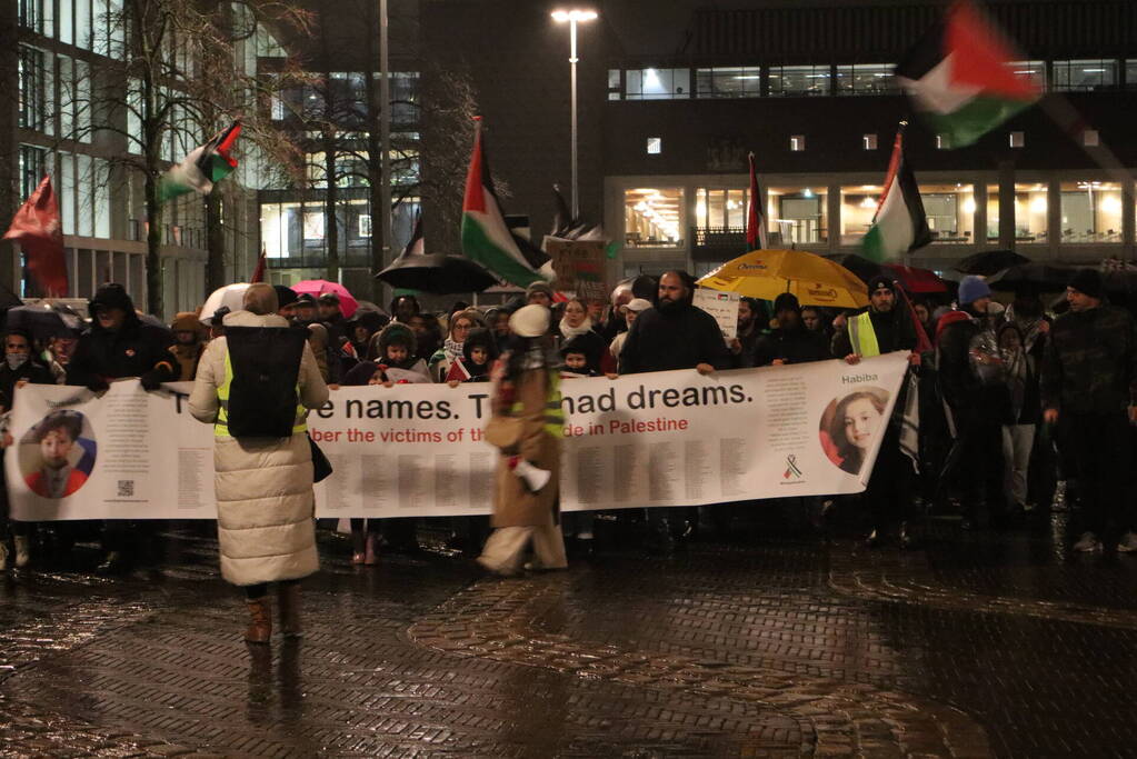 Tientallen mensen maken wandeling door centrum tijdens vredige demonstratie