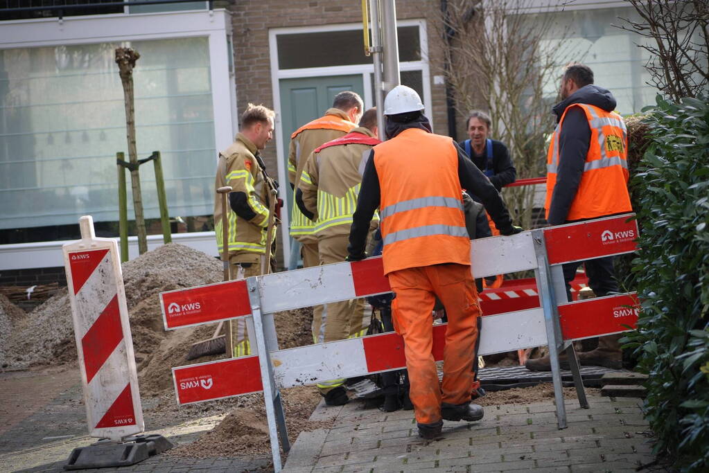 Gasleiding geraakt tijdens werkzaamheden