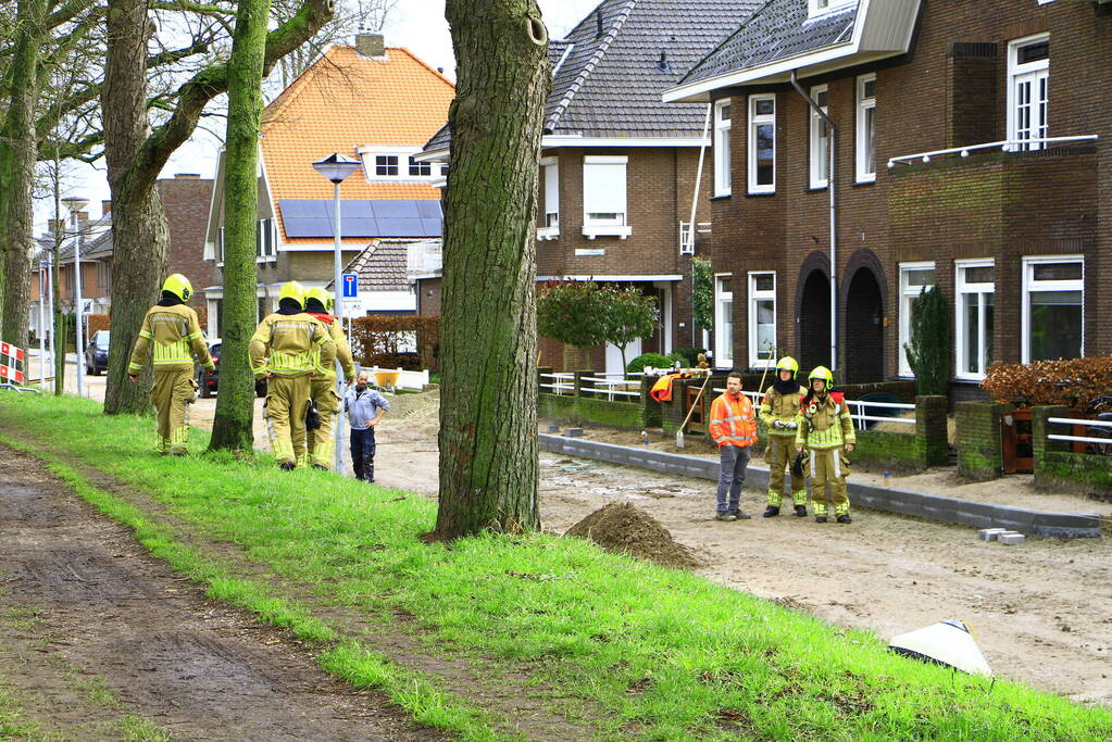 Gasleiding geraakt bij aanleg stoeprand