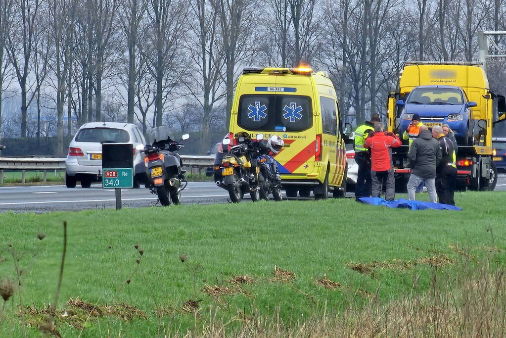 Motorrijder gewond bij ongeval op snelweg