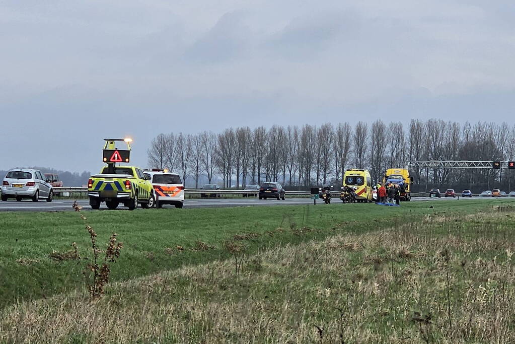 Motorrijder gewond bij ongeval op snelweg