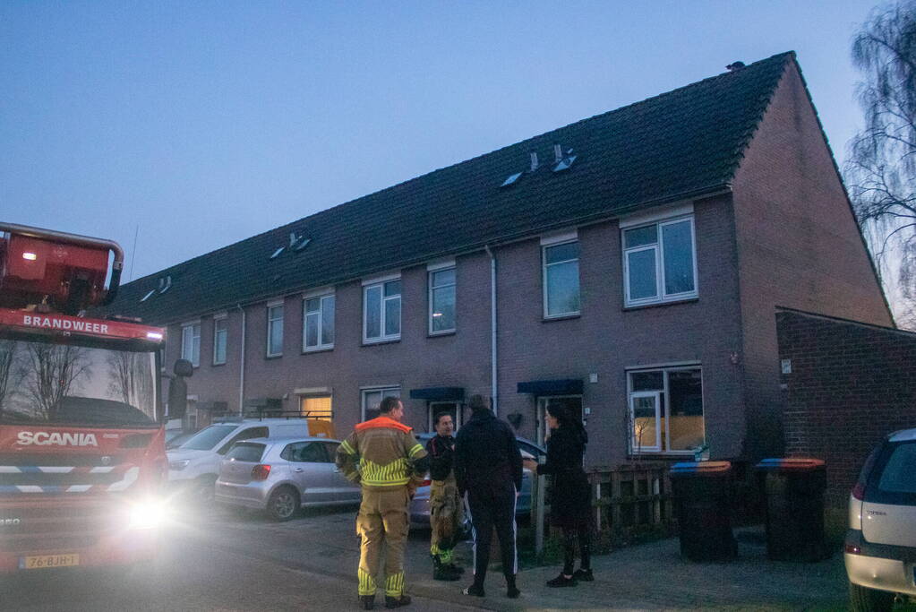 Brandweer helpt bewoner met kat van dak halen