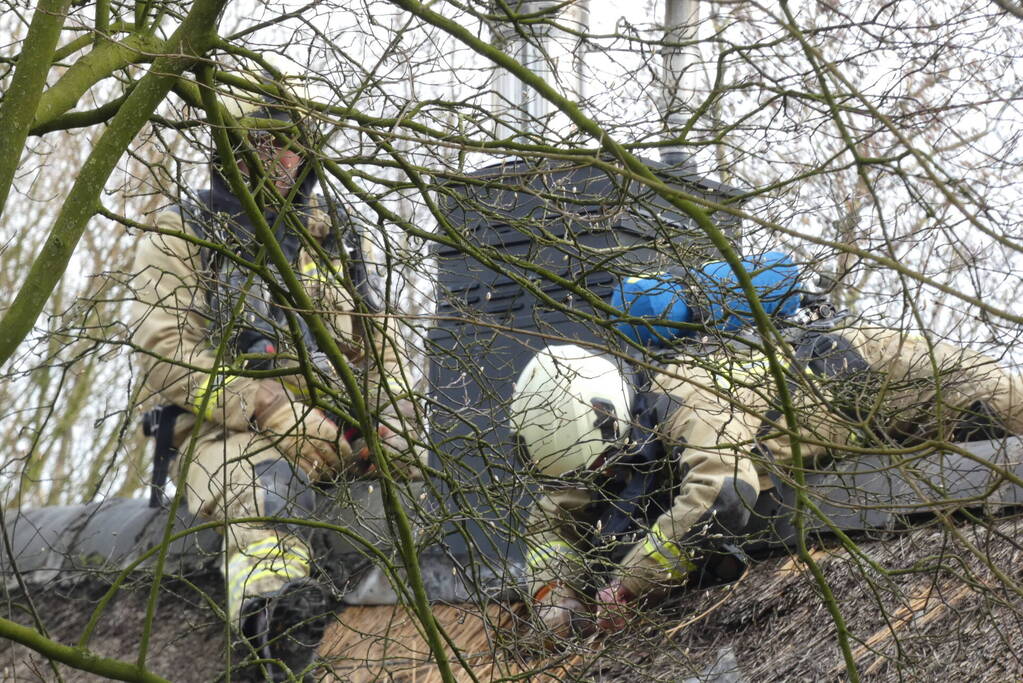 Brand in schoorsteen verwoest rietendak