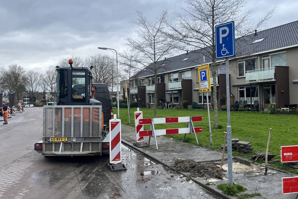 Waterleidingbreuk door graafwerkzaamheden