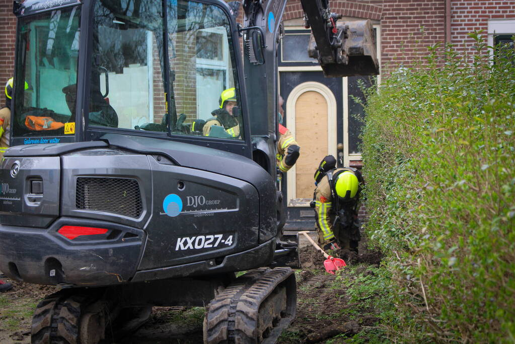 Gaslekkage door graafwerkzaamheden bij woning