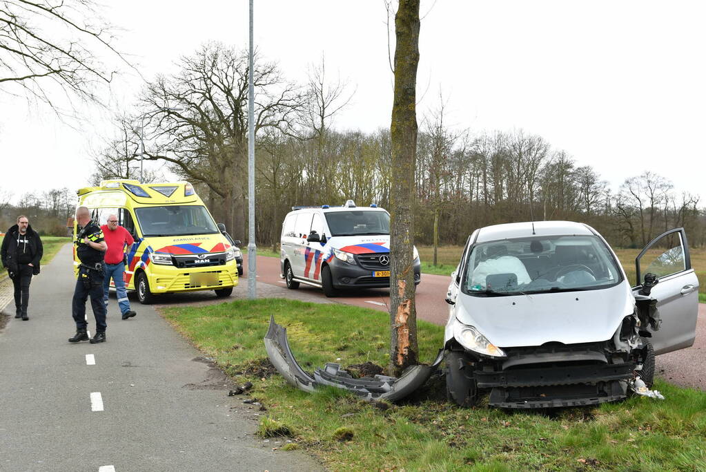 Flinke schade nadat auto botst tegen boom klapt