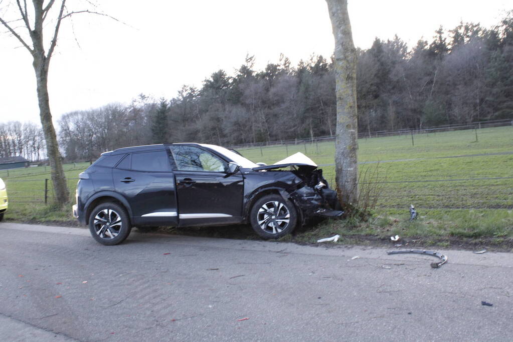 Automobilist botst frontaal op boom