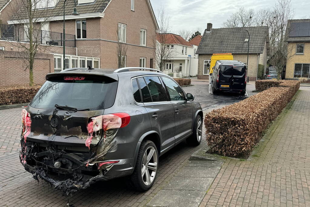 Bestelbus volledig verwoest door brand