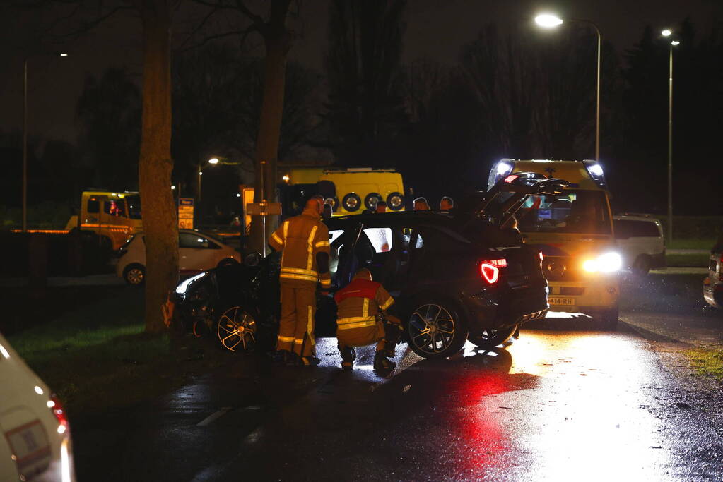 Bestuurster gewond bij botsing tegen boom