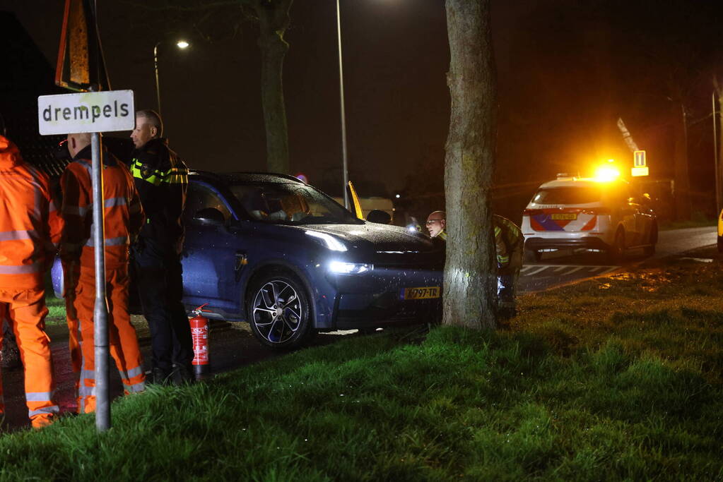 Bestuurster gewond bij botsing tegen boom