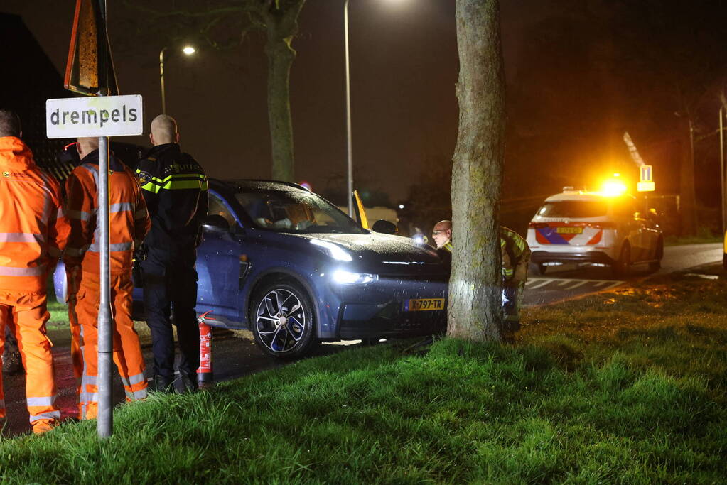 Bestuurster gewond bij botsing tegen boom