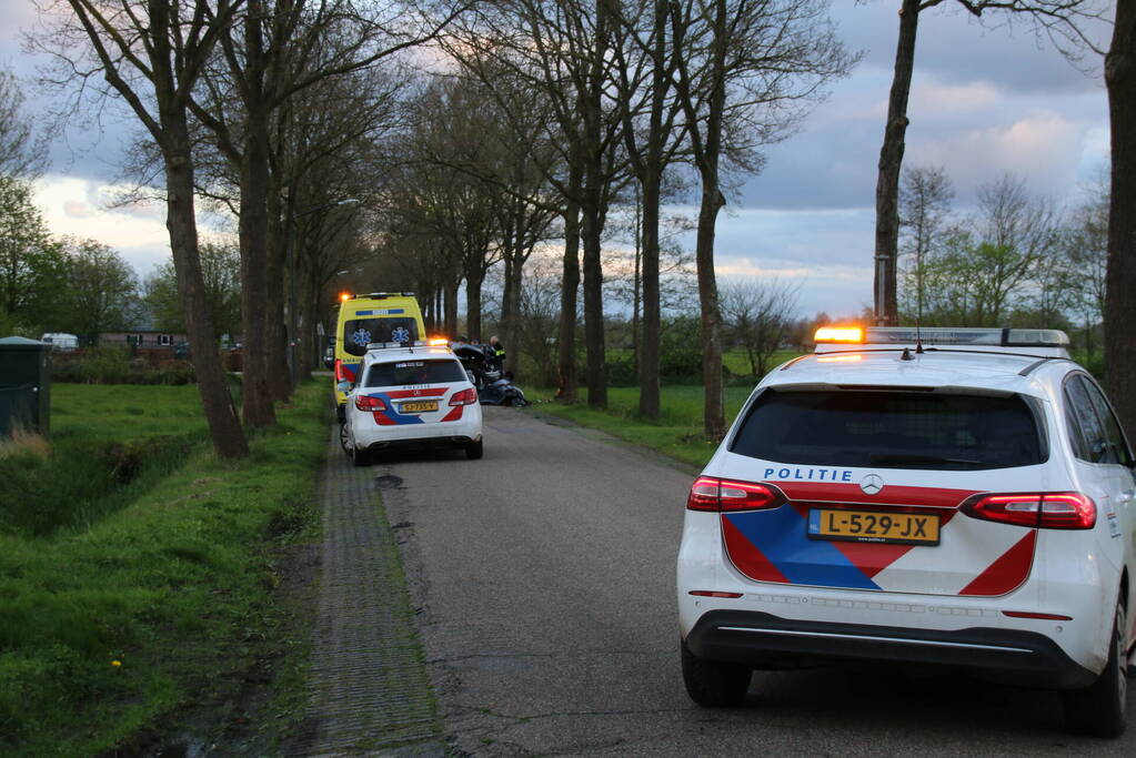 Automobilist botst frontaal op boom