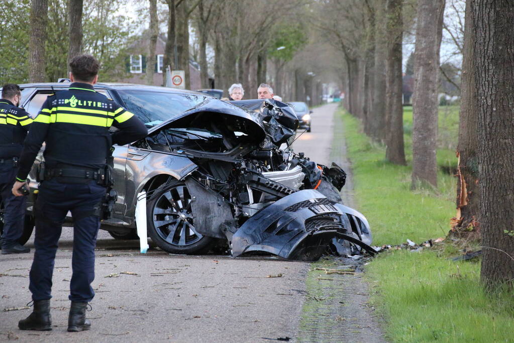 Automobilist botst frontaal op boom