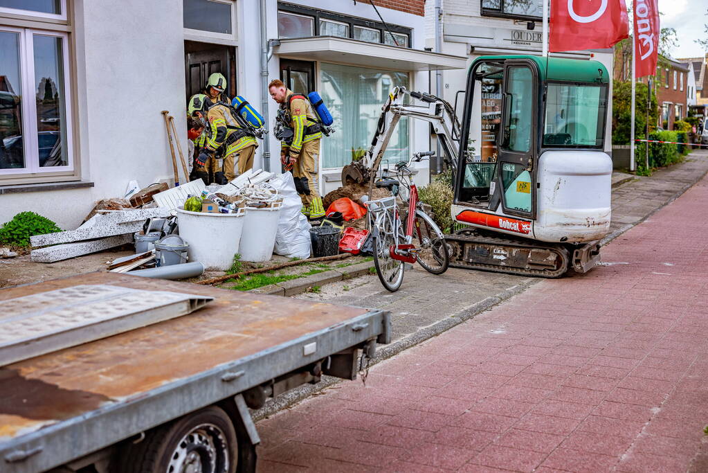 Gasleiding geraakt bij graafwerkzaamheden in woning