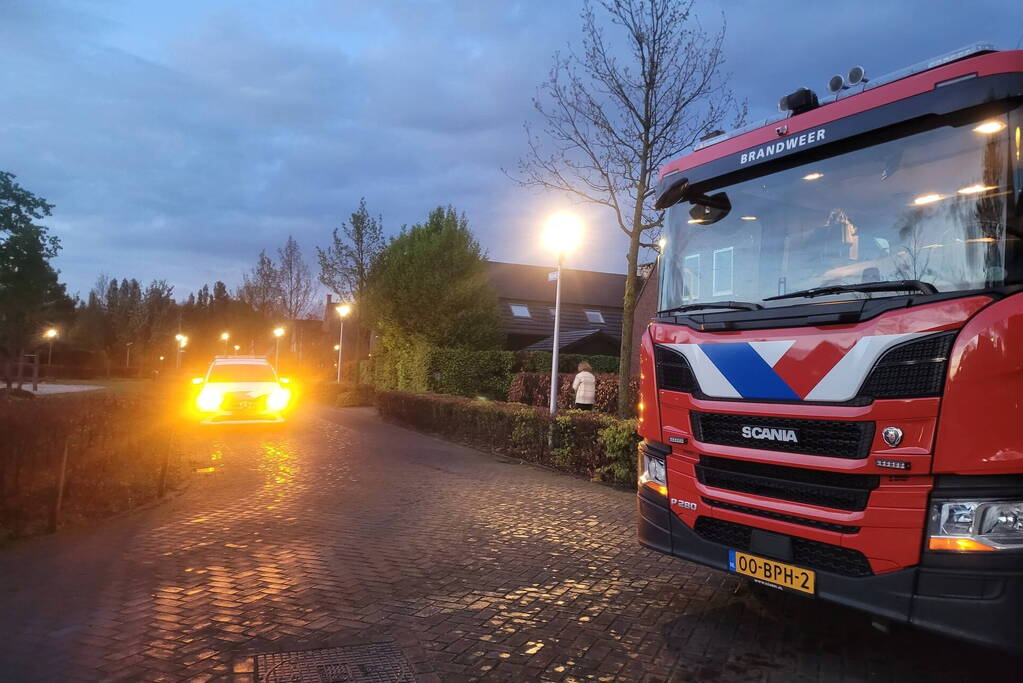 Brandweer blust brandende schoorsteen