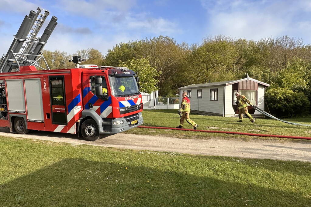 Brand in bergingen op camping