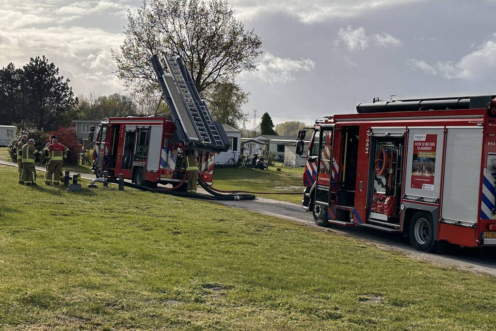 Brand in bergingen op camping