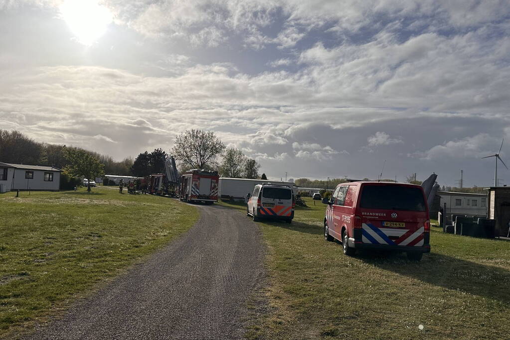 Brand in bergingen op camping