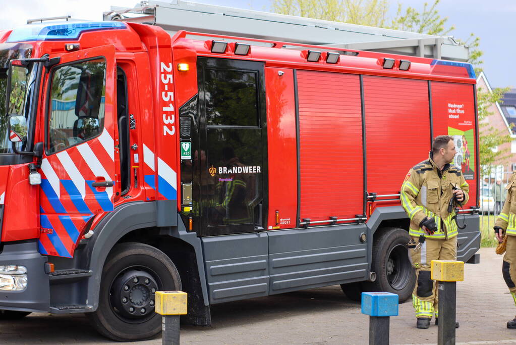 Brandweer blust brandende boom