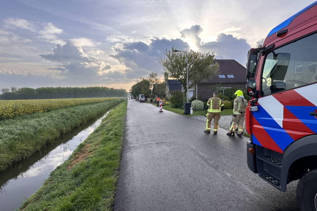 Gasleiding geraakt bij graafwerkzaamheden