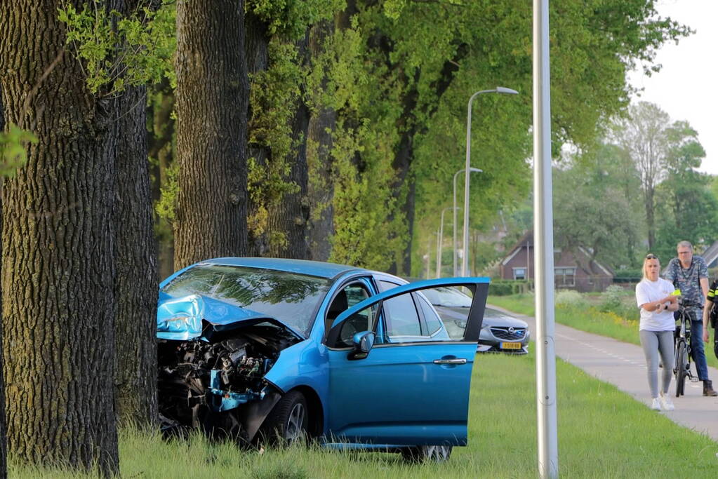 Bestuurder ernstig gewond na frontale botsing tegen boom