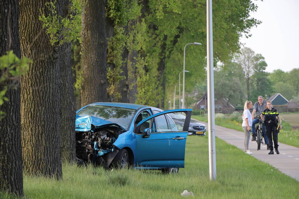 Bestuurder ernstig gewond na frontale botsing tegen boom