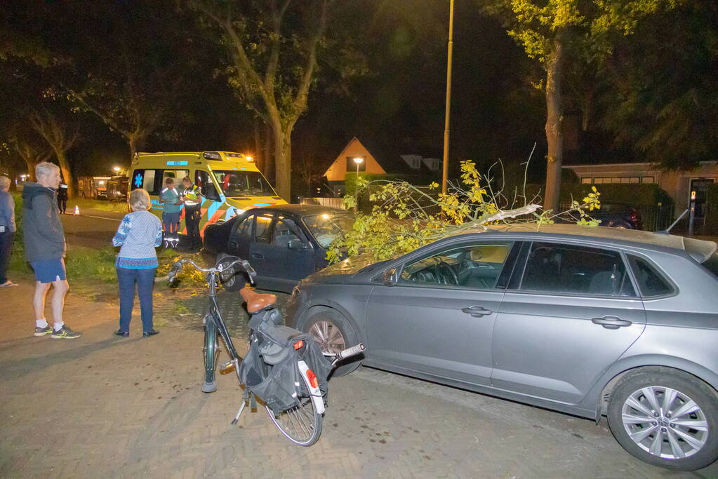 Automobiliste botst tegen twee geparkeerde auto's