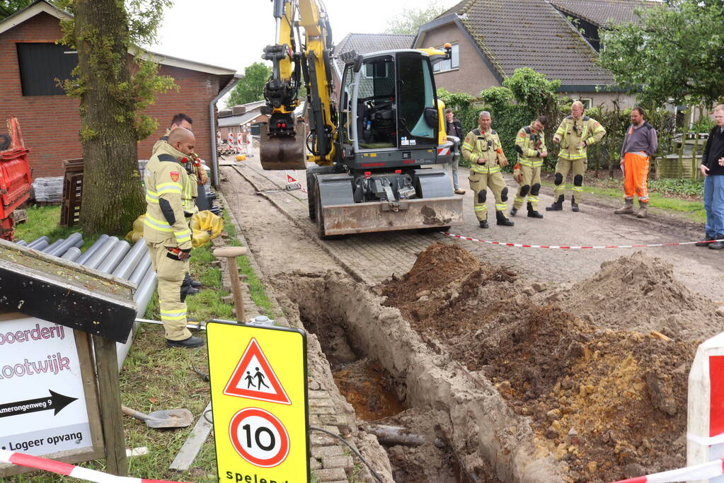 Gasleiding kapot getrokken bij graafwerkzaamheden