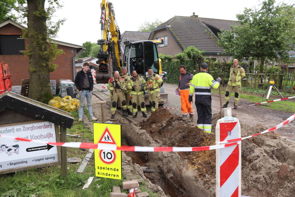 Gasleiding kapot getrokken bij graafwerkzaamheden