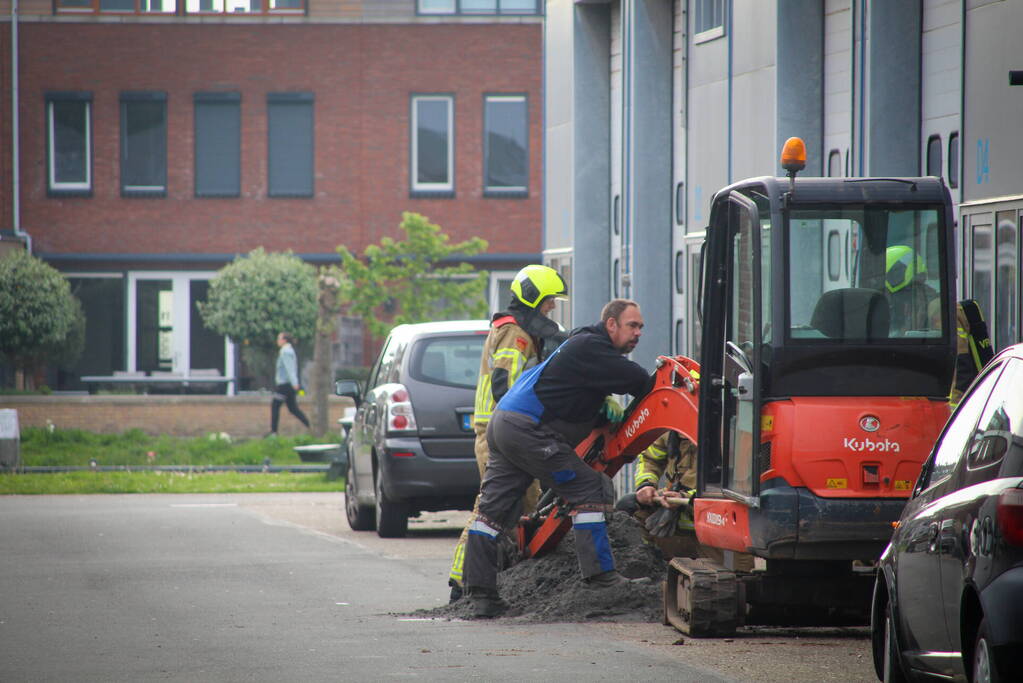 Gasleiding geraakt bij graafwerkzaamheden op industrieterrein