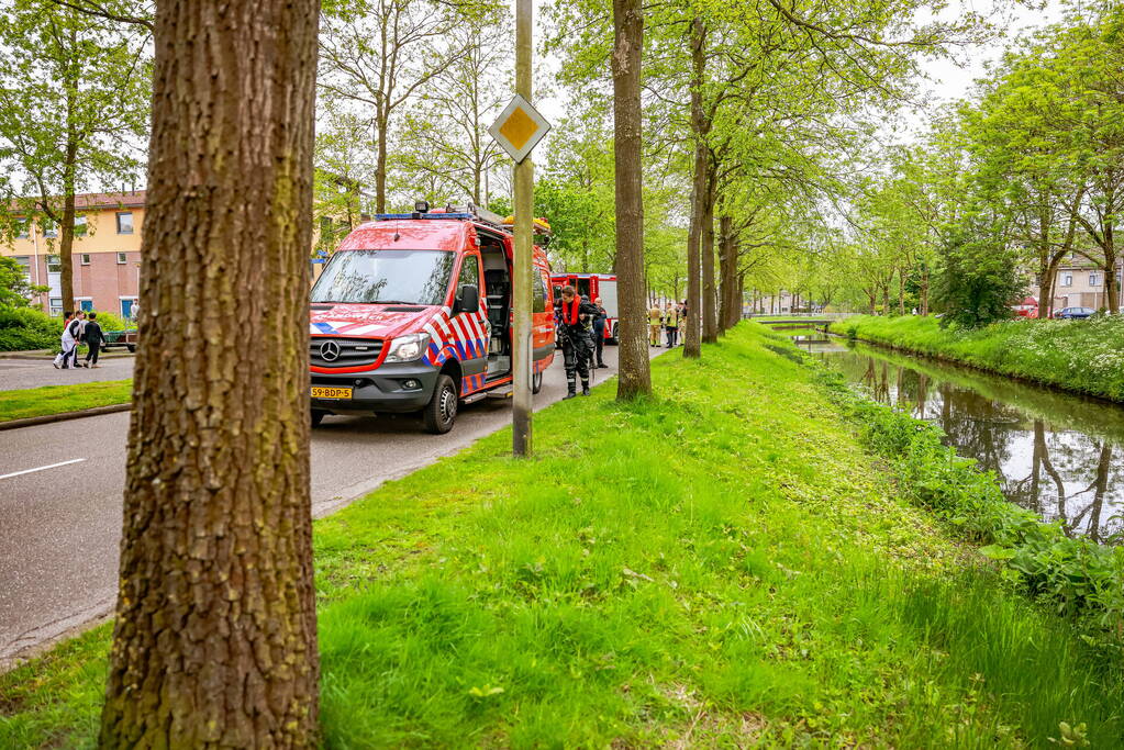 Broer springt in het water om zusje te redden