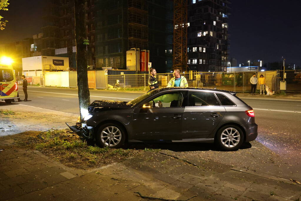 Automobilist klapt op boom