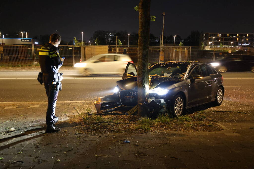 Automobilist klapt op boom