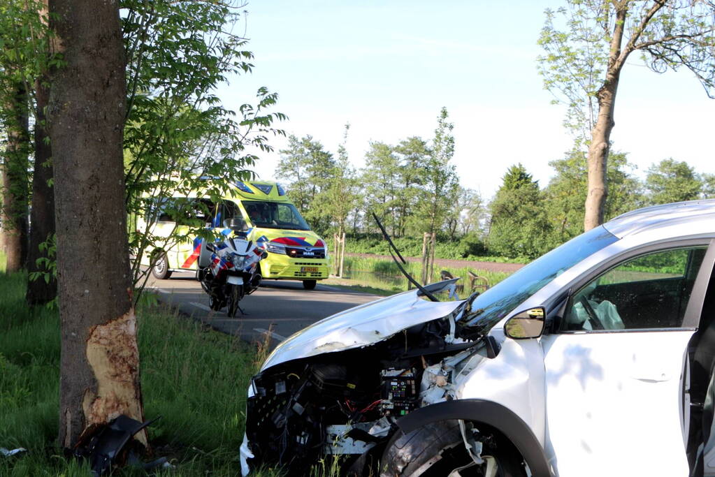 Twee gewonde na frontale botsing tegen boom