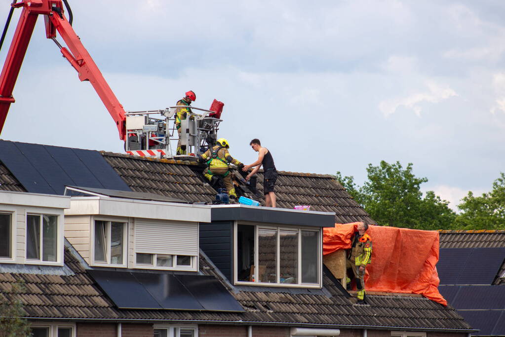 Brand op dak van woning door werkzaamheden