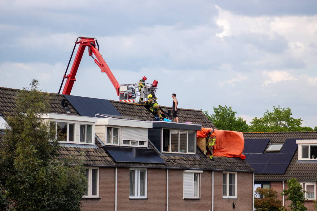 Brand op dak van woning door werkzaamheden