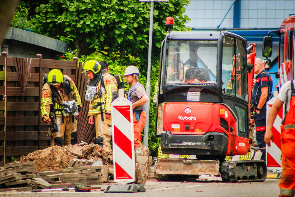 Gasleiding geraakt tijdens werkzaamheden