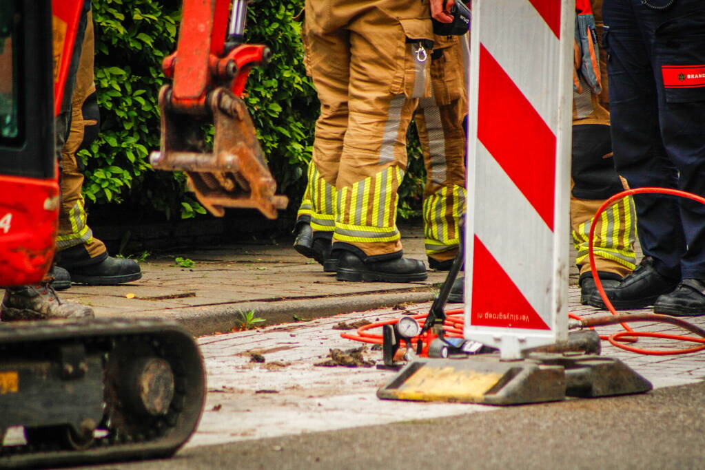 Gasleiding geraakt tijdens werkzaamheden