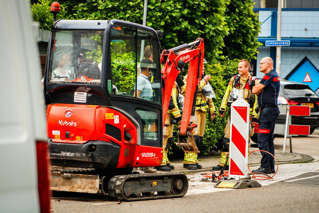 Gasleiding geraakt tijdens werkzaamheden