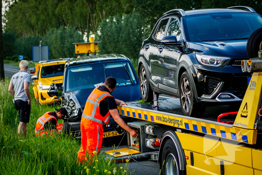 Voertuigen beschadigd na botsing