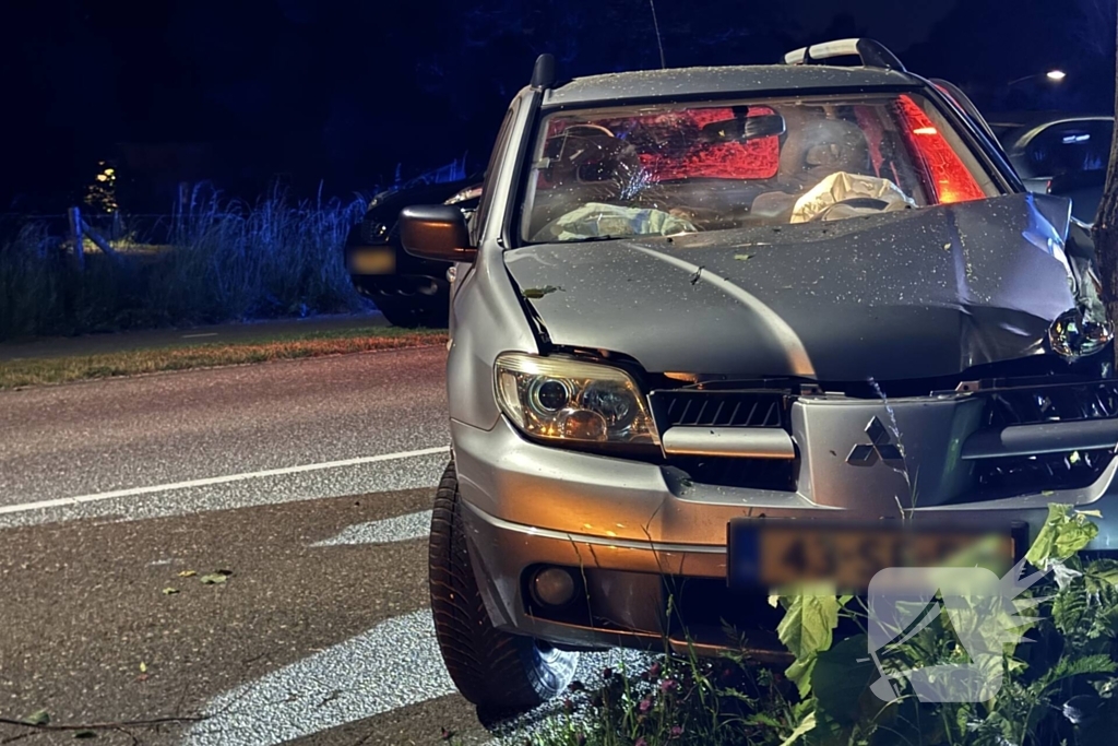 Automobilist raakt van de weg en klapt op boom