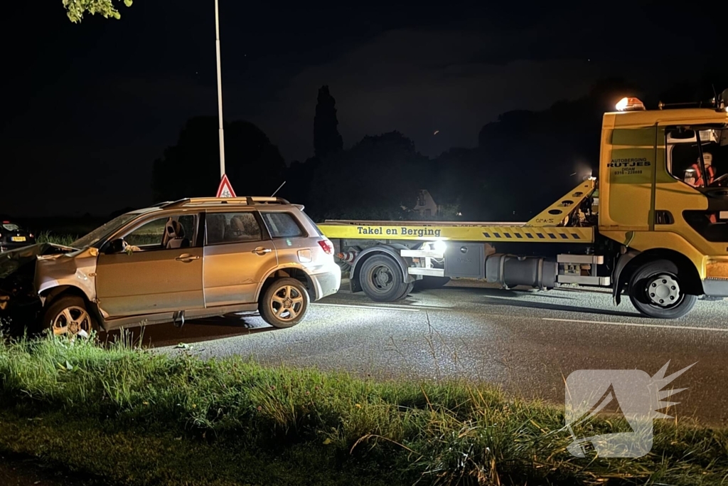 Automobilist raakt van de weg en klapt op boom