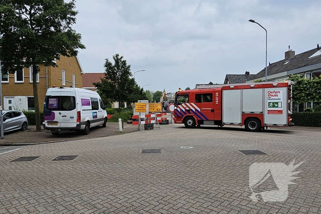 Gasleiding geraakt tijdens werkzaamheden