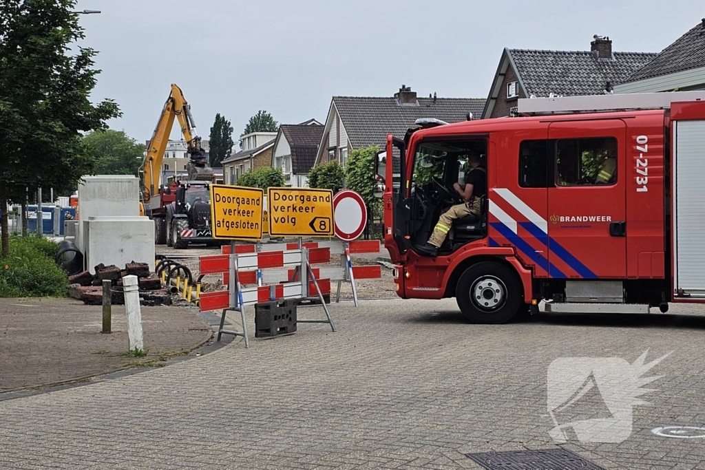 Gasleiding geraakt tijdens werkzaamheden