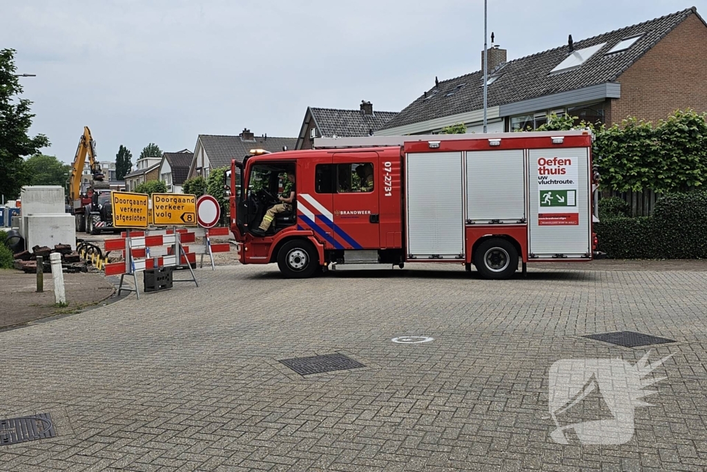 Gasleiding geraakt tijdens werkzaamheden