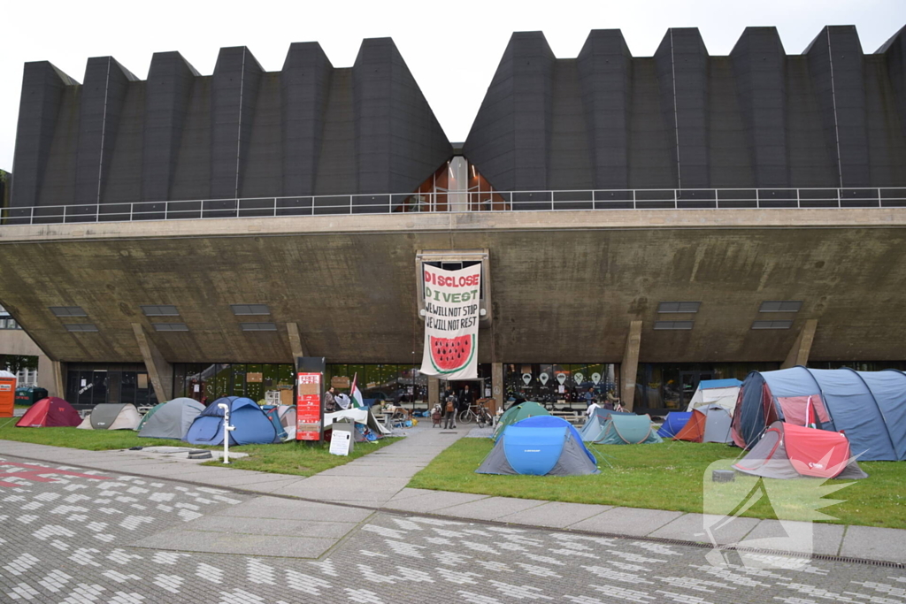 Demonstratie Pro Palestina bij technische universiteit