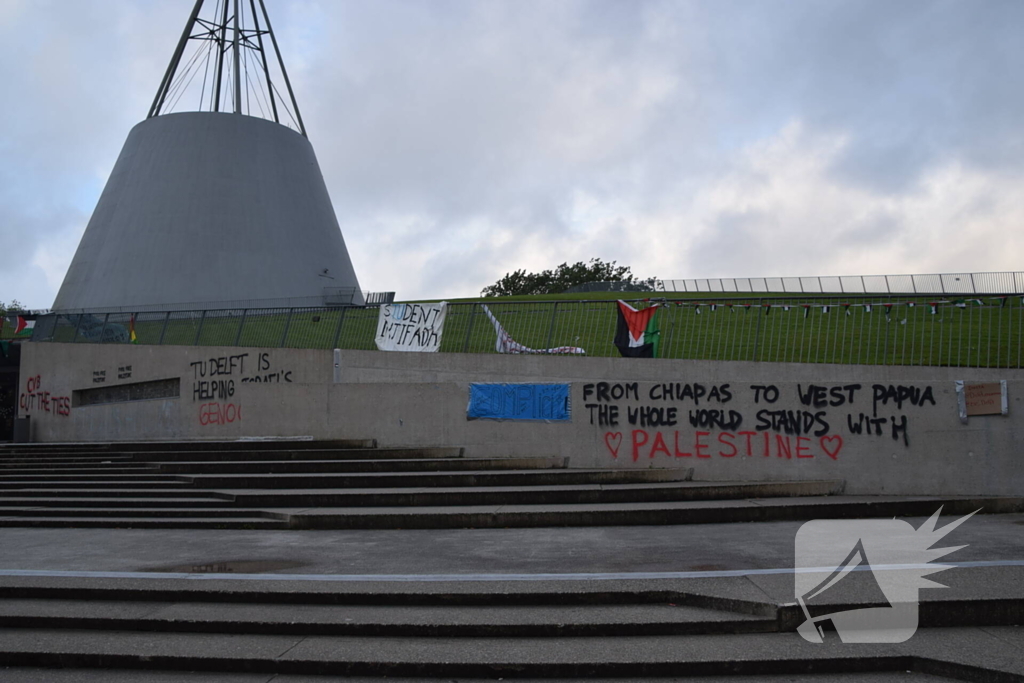 Demonstratie Pro Palestina bij technische universiteit