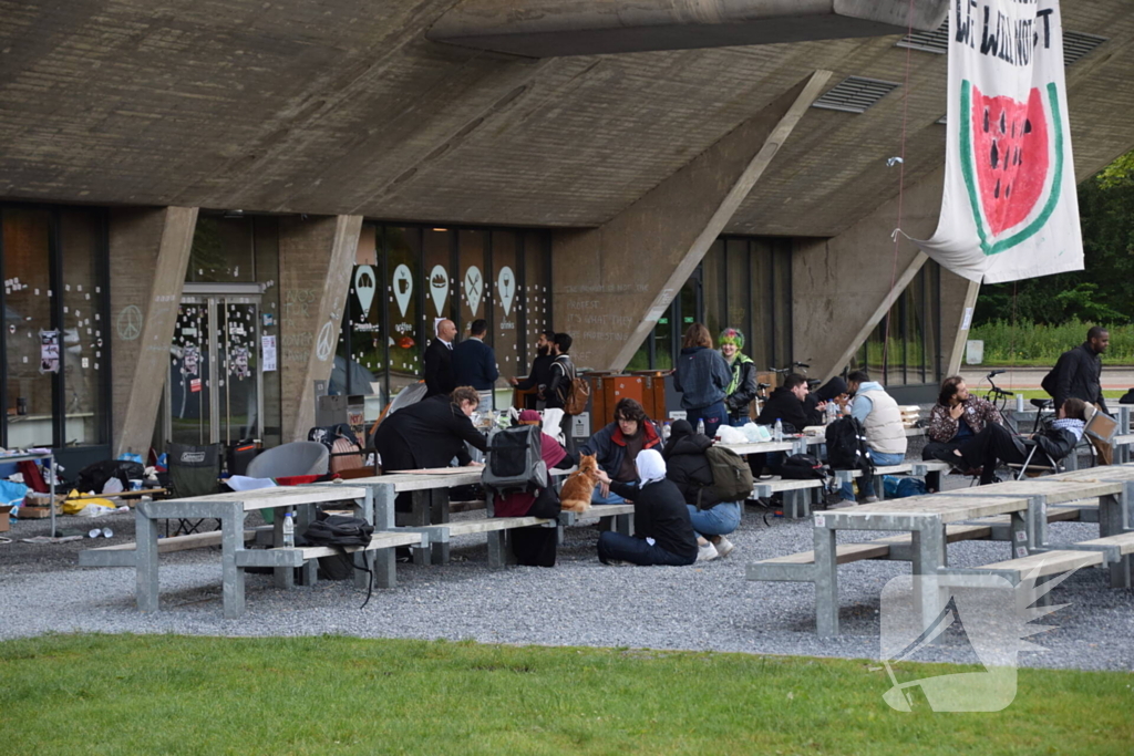 Demonstratie Pro Palestina bij technische universiteit