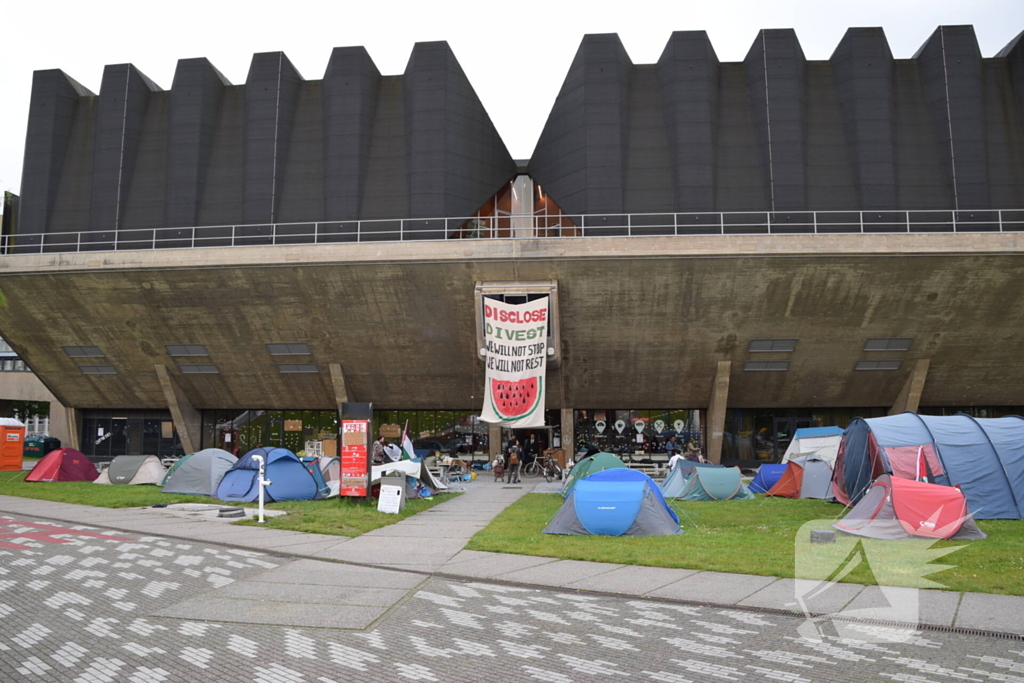 Demonstratie Pro Palestina bij technische universiteit