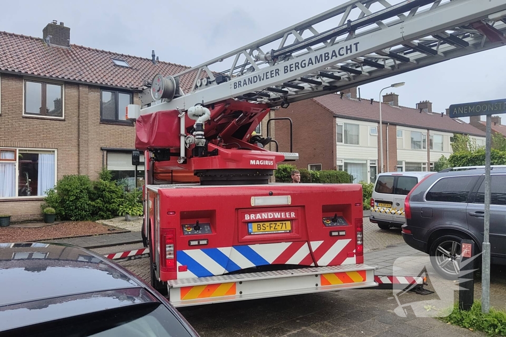 Boom waait tegen woning en beschadigd ruit